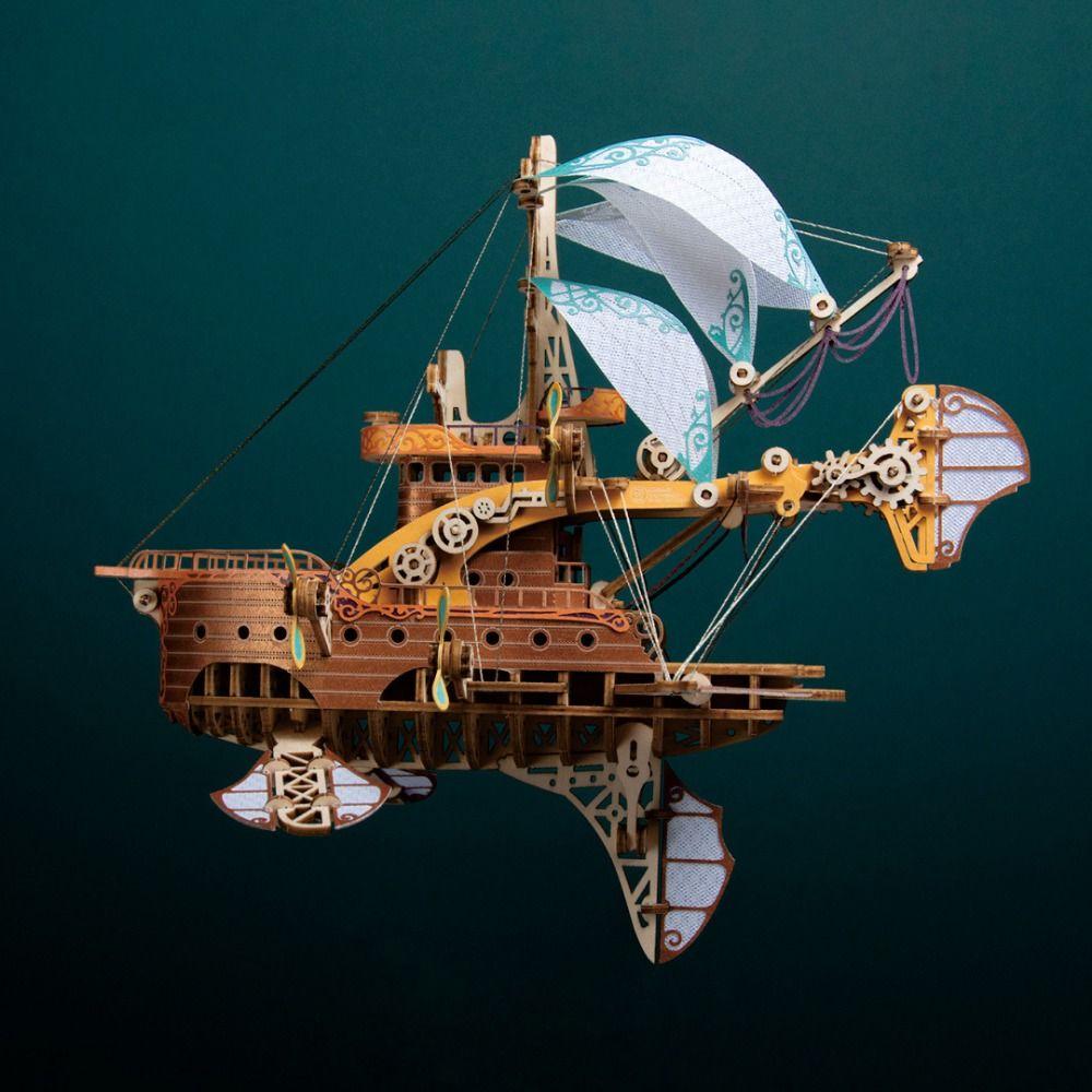 Assembly DIY 3D Wooden Puzzle Miniature Model Ship Building Block Kits  Children Kids Girls