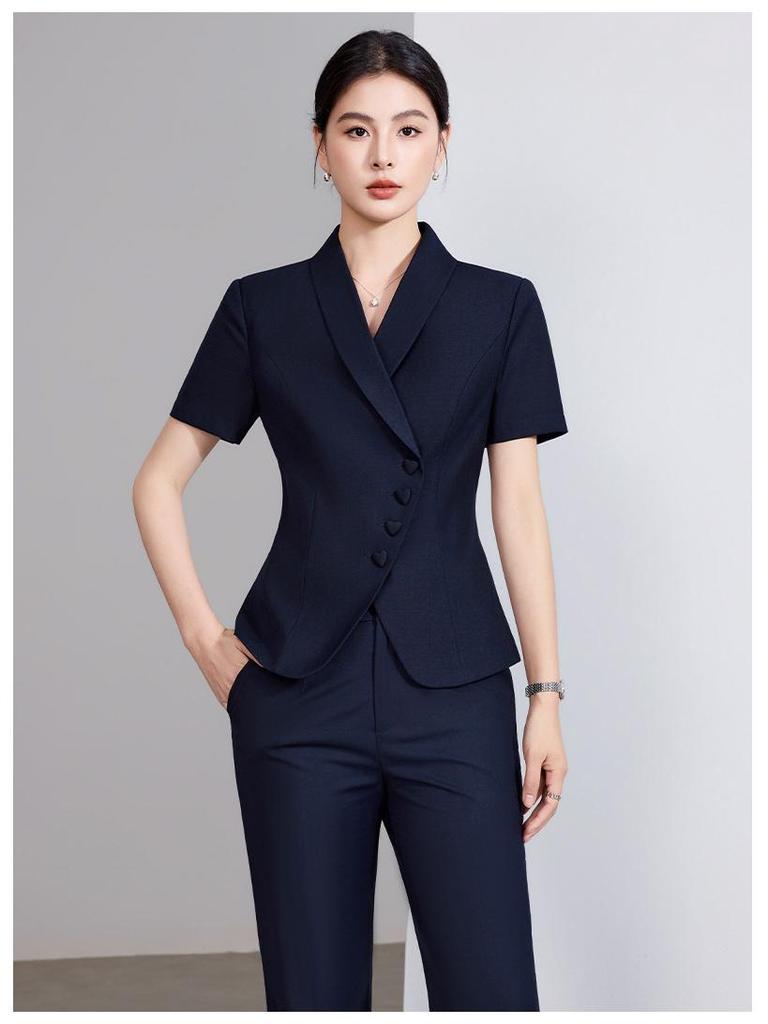 Elegant Women's Summer Suit: Professional Two-Piece Skirt Set for Salon Work