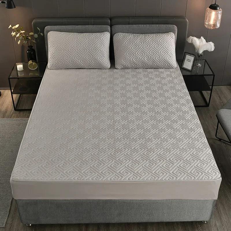 Washable Mattress Cover with Elastic Band Quilted Cotton Fitted Bed Sheet Thicken Bed Cover Mattress Protector for Queen King