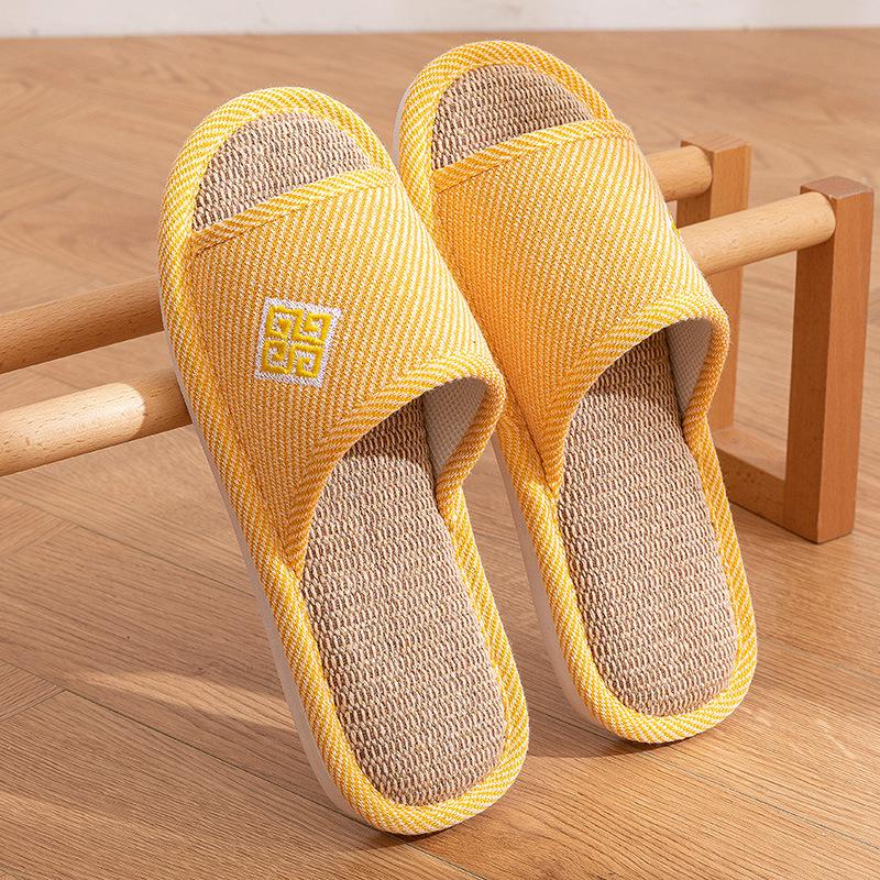 Linu čības sieviešu pārim vasaras iekštelpu mājas birojam četru sezonu kokvilnas lina koka grīdai pavasara un rudens čības vīriešu