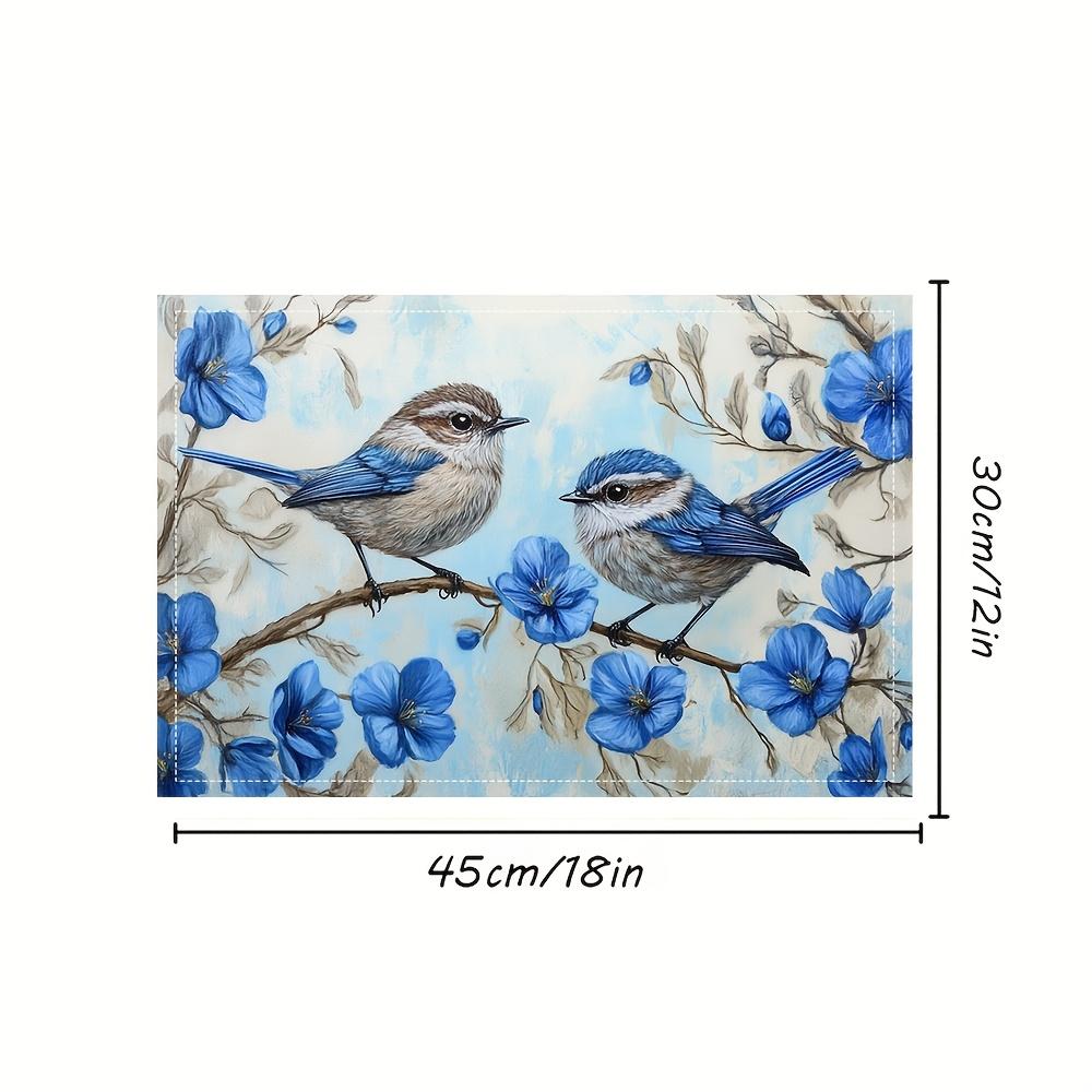 Watercolor Bluebird Meal Mat Fresh Countryside Waterproof Oil proof Table Mat Healing Series Insulated Meal Mat