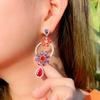 Nadelblumen-Serie Farbiger Zirkon Blume Temperament Wassertropfen-Ohrringe Lange Schmale Ohrringe Ohrringe