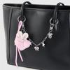 Bows Keyring Creative Car Key Chain Heart Keychain Braided Rope Keychain Ornament Plush Pompoms Bag Charm for Backpack