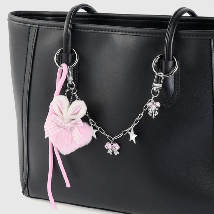 Bows Keyring Creative Car Key Chain Heart Keychain Braided Rope Keychain Ornament Plush Pompoms Bag Charm for Backpack