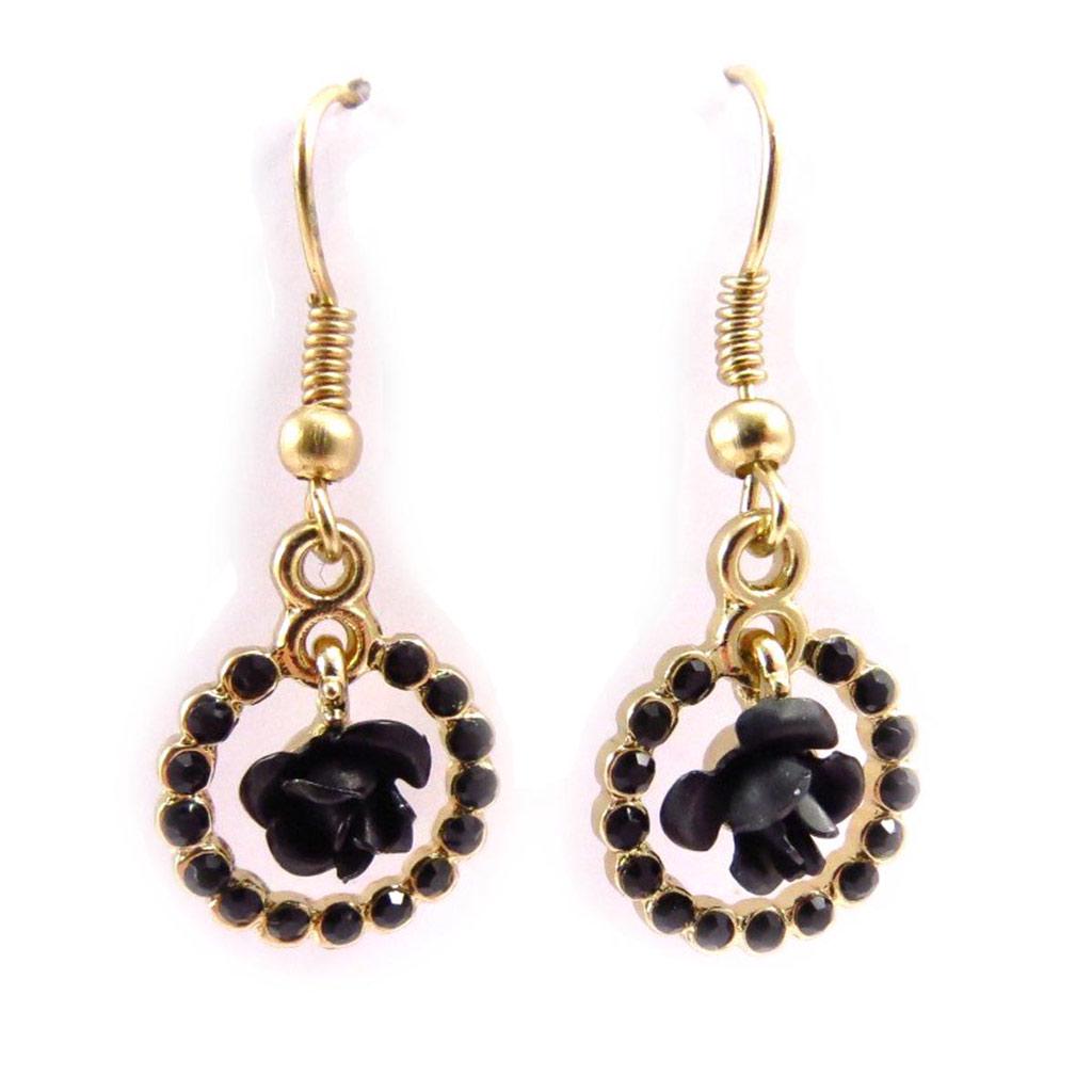 Les Trésors De Lily [J6749] - Designer Earrings 'Rosa Romantica' Black