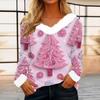 Women's Casual Fashion Long Sleeve Christmas Printed Flannel Collar Top