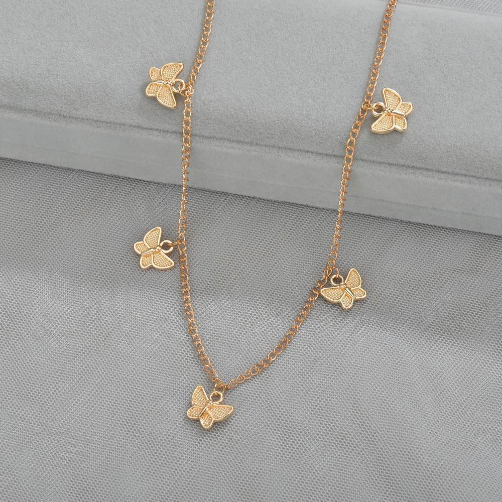 Accessories Simple Thin Chain Alloy Butterfly Pendant Necklace Women's Collarbone Chain