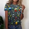 Sommer Rundhals 3D Wassertropfen bedrucktes Top Modische Lässige Kurzarm Damen T-Shirts
