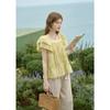 Muxiu Women's Korean Style Lace Stripe Babydoll Blouse