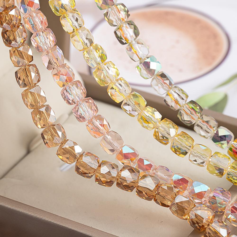 75-120pcs Glass Square Bead Crystal Rondelle Austria Faceted Loose Spacer Round Beads for Jewelry Making DIY Necklaces Bracelet