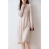 Women's Slim Fit Waist-Cinching Over-the-Knee Knitted Wool Dress - Autumn/Winter Base Layer, Round Neck, New Style
