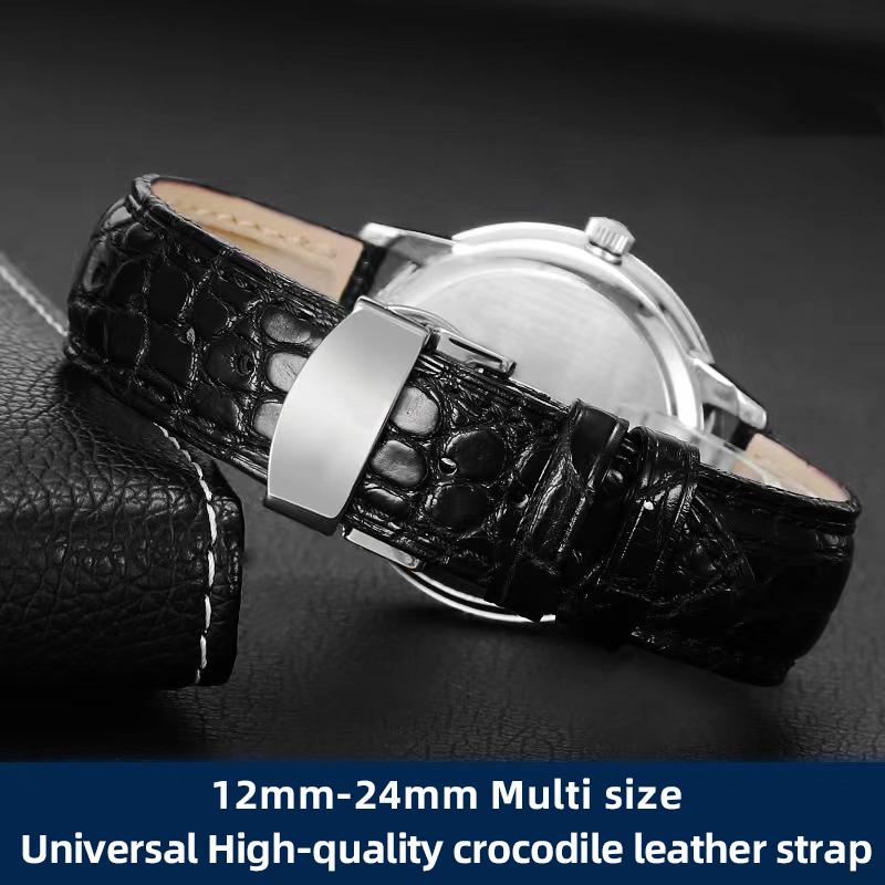 Crocodile Skin Watch Band 16mm 18mm 20mm 22mm 23mm 24mm Men Women Black Brown Genuine Leather Strap Bracelet for Any Watch Brand
