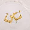Half Hoop Earrings For Women Gold Color Stainless Steel Hollow Pierce Stud