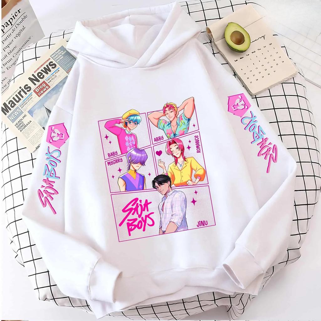 Autumn K-pop Saja Demon Hunters Print Children Hoodies Fashion Warm Kids Sweatshirt Long Sleeve Casual Fleece Hooded Streetwear