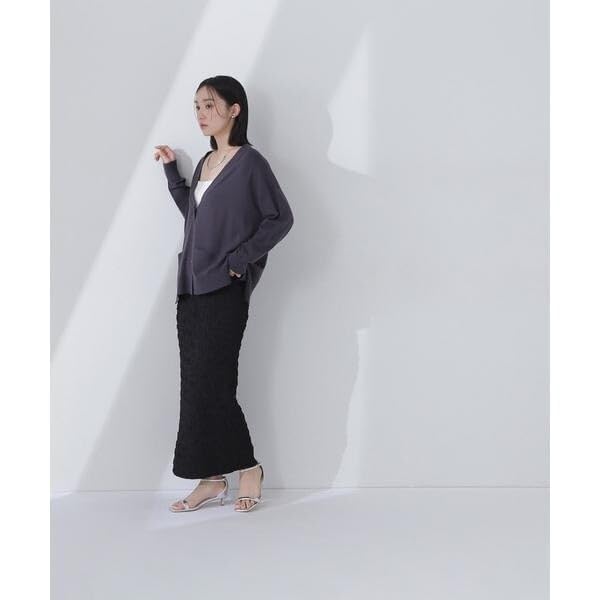 Natural Beauty Basic Basic Knit Airy Women's V-Neck Cardigan, Blue, 017-5175311