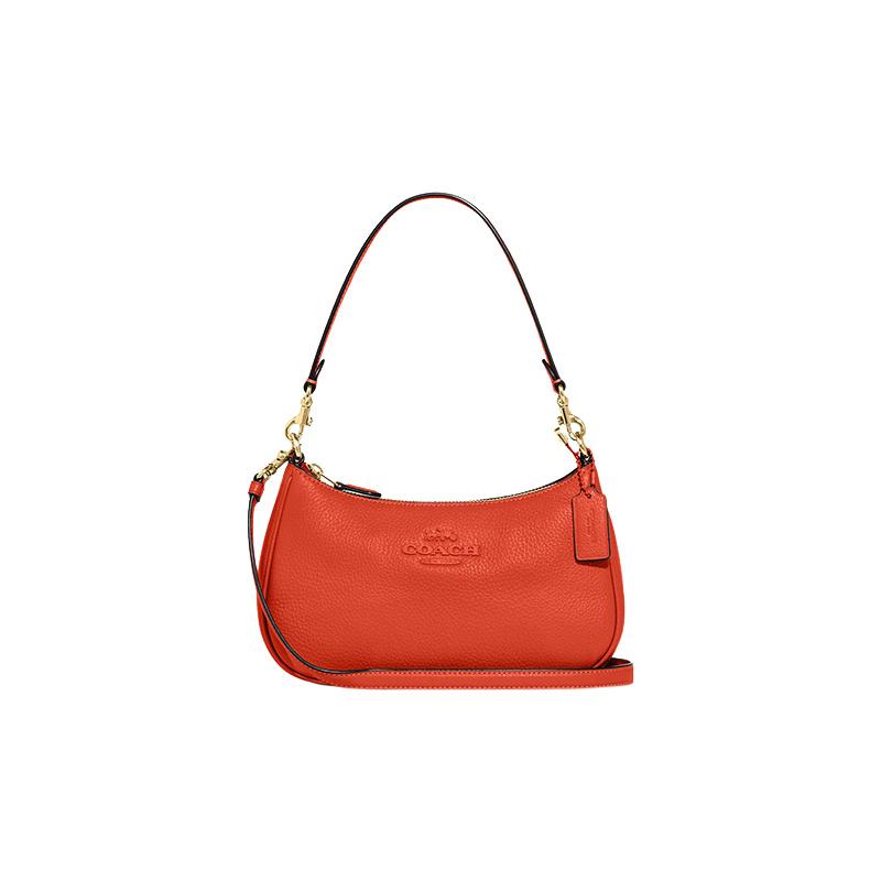 

COACH Teri 25 Removable Shoulder Strap with Zipper Pebbled Leather Underarm Bag Handy Crossbody Shoulder Bag Women s Orange красный