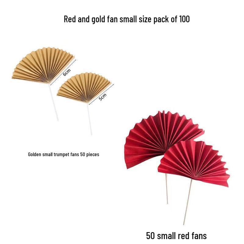 LIEI Red Semicircle Folding Fan Cake Topper