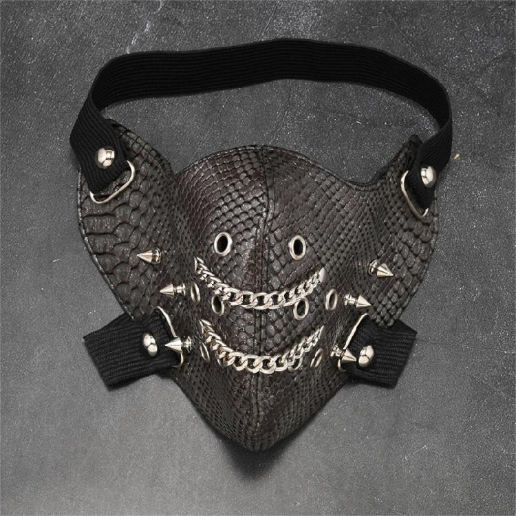 Leather Spikes Mask Gothic Punk Rivet Biker Motorcycle Mask Anti-Dust Sport Masks for Halloween Cosplay Party Adjustable