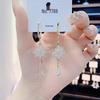 Korean Style Crystal Flower Tassel Earrings: Elegant, Face-Slimming, Fashionable, Long, Trendy Women's Accessory