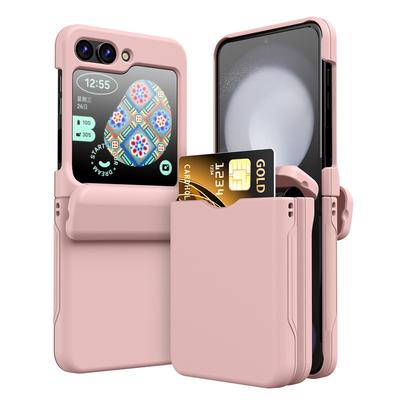 Plastic met Kaarthouder Telefoonhoesje voor Samsung Galaxy Z Flip 6 5 4 3 Flip6 Flip5 Flip4 Flip3 5G Volledige Scharnierbeschermhoes