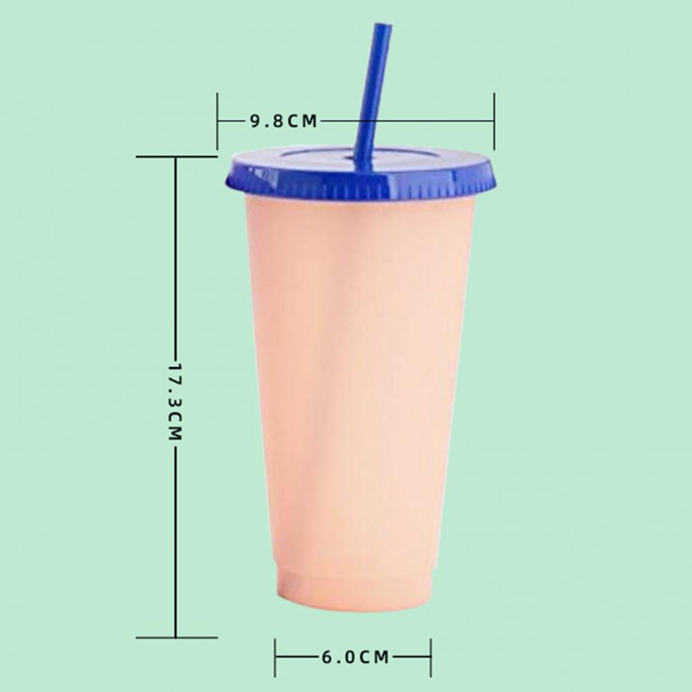 Water Cup 5 Colors Drinking Cup Color Changing Water Bottle Plastic Cold Drink Cups Iced Coffee Tea Smoothie Cup Reusable Tumble