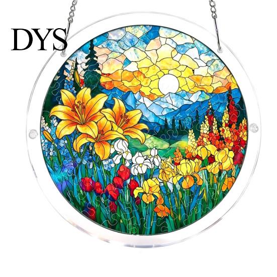 Irregular Shape Puzzle Pieces Acrylic Jigsaw Suncatcher Stained Glass Window Hanging Ornament DIY Puzzles Hands-on Activity Sun Catcher Panel for Home