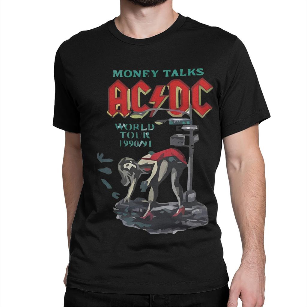 AC Rock Music DC T Shirts Men Women Pure Cotton Awesome T-Shirt Round Neck Heavy Metal Tees Short Sleeve Clothes Plus Size