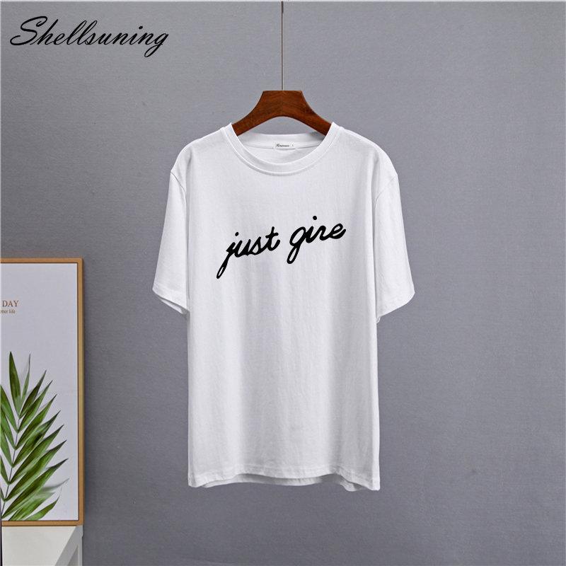 Shellsuning Casual Lose T Shirts Frauen Sommer Trendy Baumwolle Harajuku Graphic Tees Weibliche Einfache Kurzarm Brief Gedruckt Tops