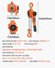 Manual Lever Chain Hoist, 1T 1000KG Capacity Heavy Duty Come Along, 3M Lift G80 Alloy Steel Chain With Dual Pawl Mechanical Brake, 360° Rotating