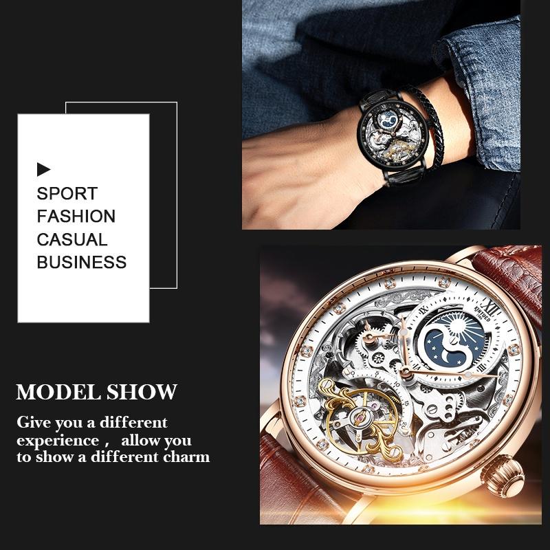 Men Skeleton Watches Mechanical Automatic Watch Men Tourbillon Sport Clock Casual Business Moon Watch