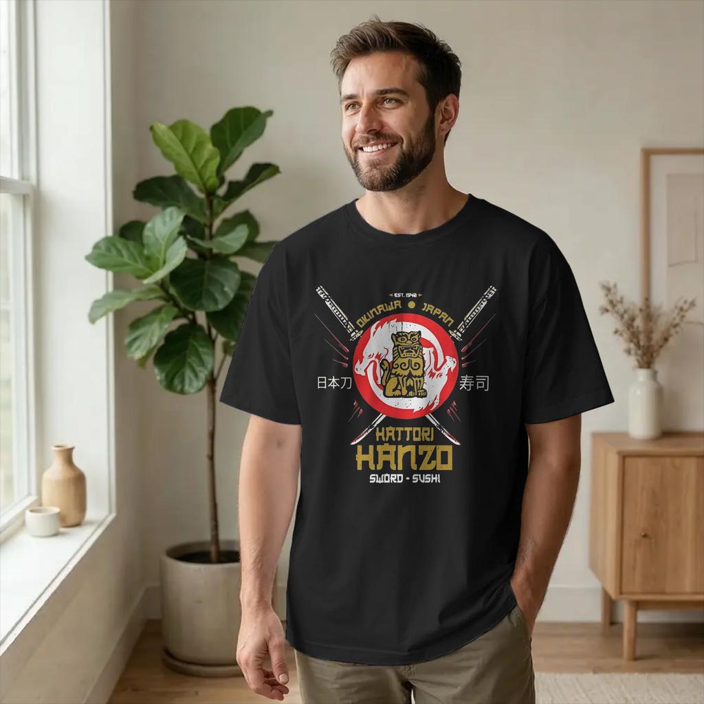 Warrior Hattori Hanzo Sword Sushi Unisexs T Shirt Japan Okinawa Leisure Tee Short Sleeve Crewneck TShirt Cotton Plus Size Clothes