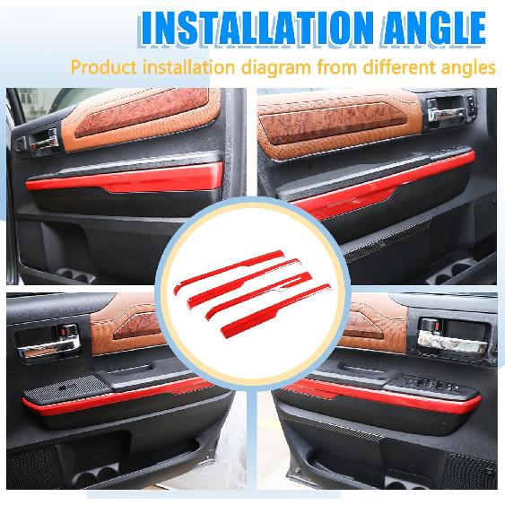 LLKUANG Car Inner Door Armrest Panel Decoration Strip Trim Compatible with Toyota Tundra 2014-2020 Pickup Car Door Protective Panel Cover