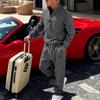 Mens Winter Thickened Fleece-Lined Casual Hoodless Jacket Pants Set Loose Fit Urban Style