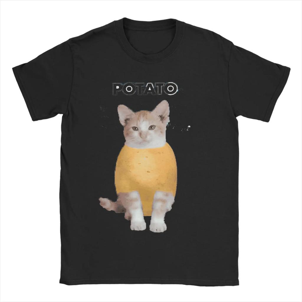 Potato Cat Creative Patato Printed Summer Funny Women's Round Neck Short Sleeved T-shirt Top Clothing