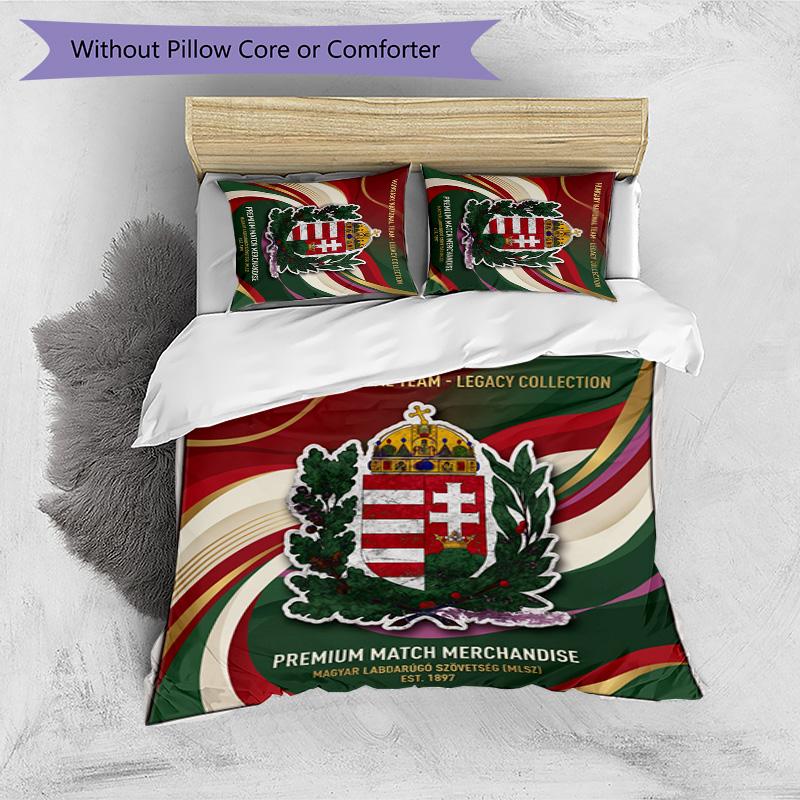 Set Biancheria da Letto Stampata Calcio Ungheria 3 Pezzi Copriletto Traspirante Accogliente come Regalo per Inaugurazione Casa o Festa
