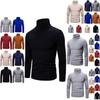 Men's Long Sleeve Solid T Shirt Cozy High Neck Turtleneck Pullover Sweater Top Ideal For Cool Days
