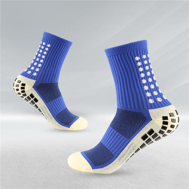 Men's Anti-slip Towel-soled Sports Socks with Glue Dispensing, Mid-calf Football Socks