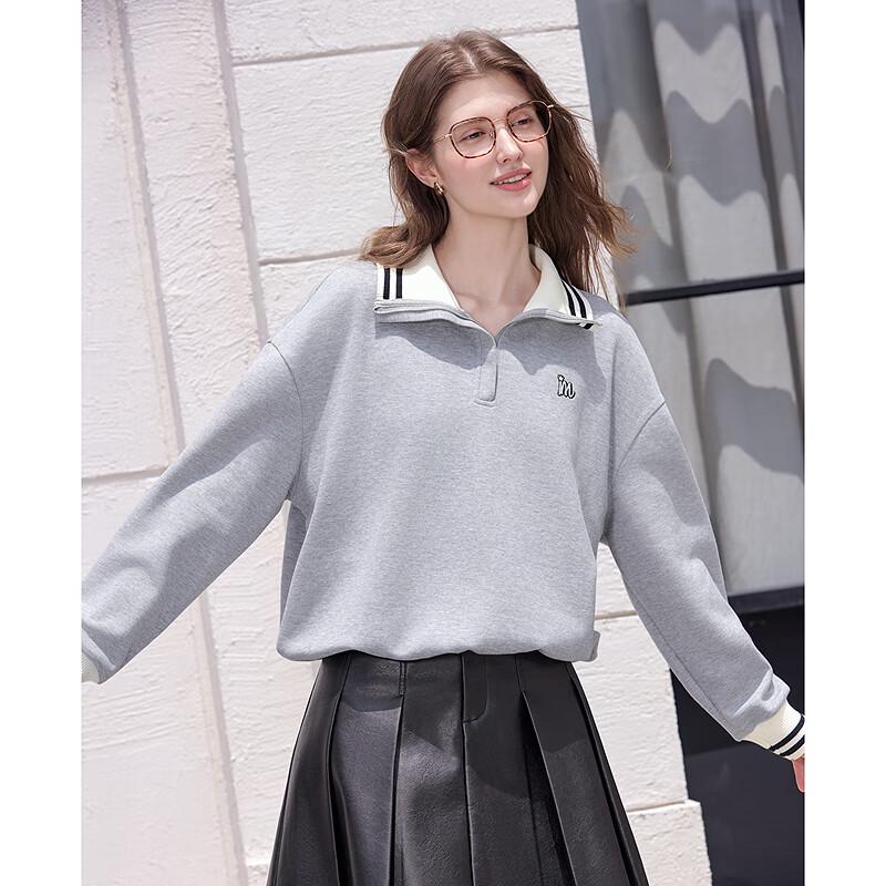 Betu Women's Casual Color-Block Collar Long Sleeve Sweatshirt