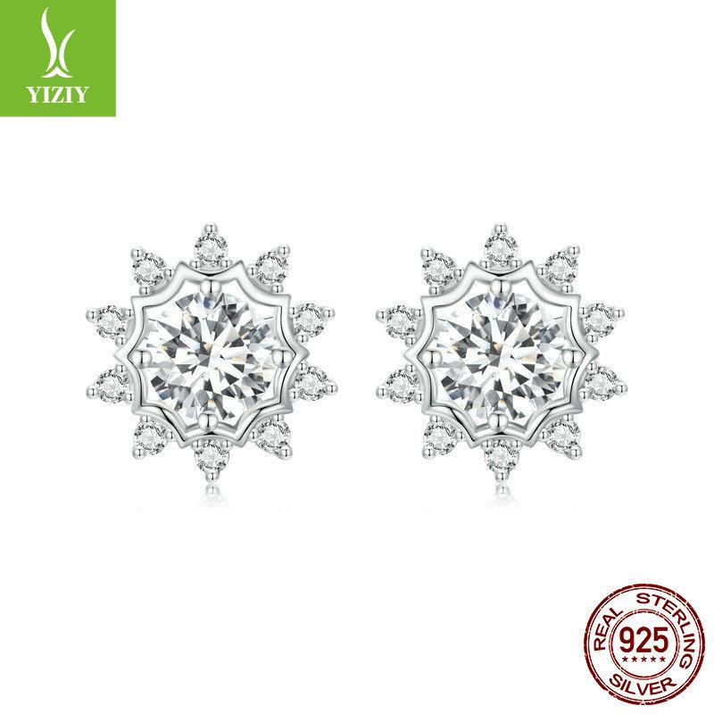 Bright Shining 50-Point Moissanite Stud Earrings, High-End Multi-Wear Method 925 Sterling Silver Stud Earrings