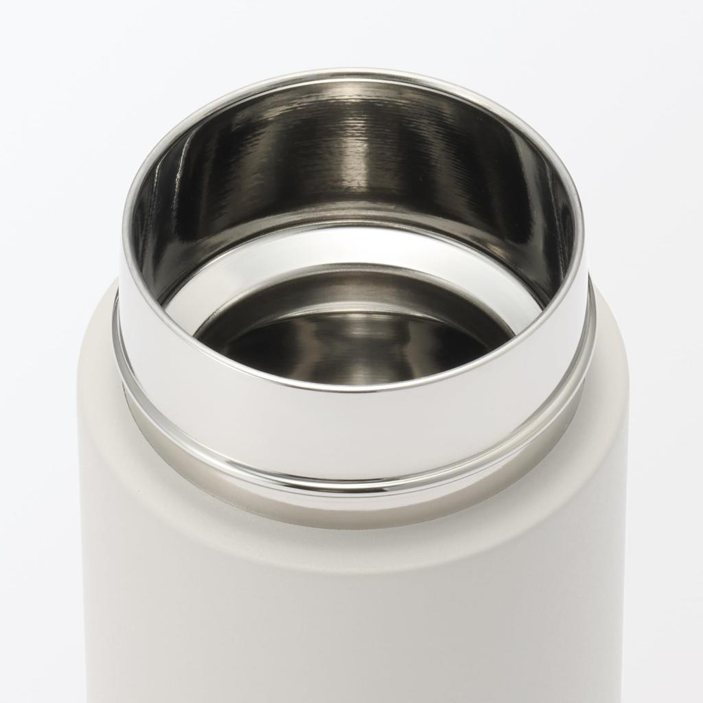 MUJI Vacuum Insulated Insulated Bottle with Gray 76049005 Handle, 350mL, Beige,