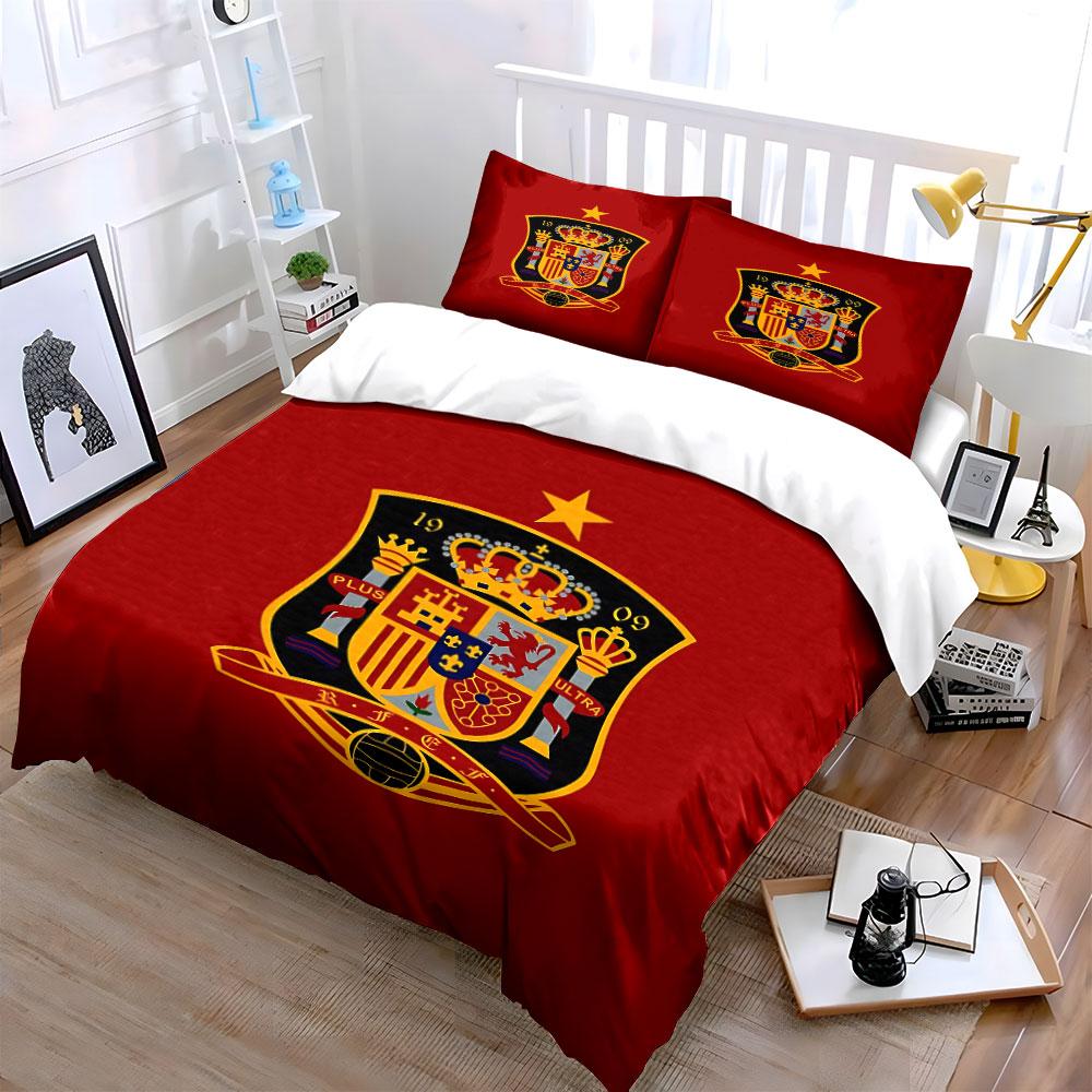 "Red Bedding Set with Crest" Bedding Duvet Cover Set Duvet Cover Pillowcases (1 * Duvet Cover 2 * Pillowcases, Without Duvet Insert)
