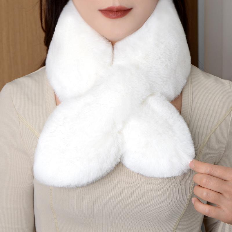 Winter Faux Kaninchenfell Schal Für Damen Mädchen Schal Weiche Plüschschals Einfarbige Nackenkragenwärmer Sachen Weihnachtsgeschenke