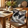 1 piece retro-style white tuxedo cat pillow cover - single-sided print, zipper