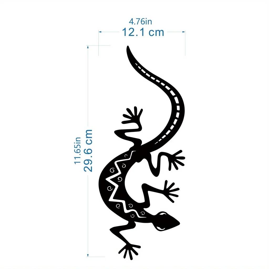 Metal Gecko Wall Decoration, 1pc Metal Wall Art Lizard 3D Wall Silhouette Metal Wall Decor, Bedroom Living Room Decor
