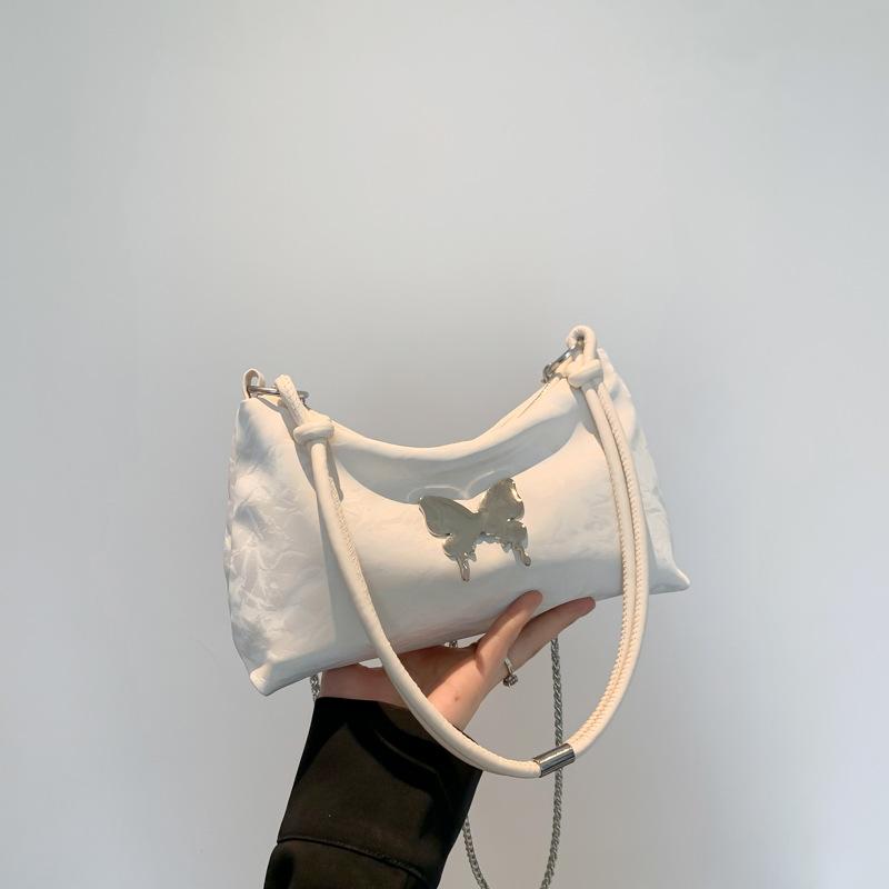 Gentle texture bow shoulder bag women's 2025 spring and summer niche design versatile ins messenger bag chain bag