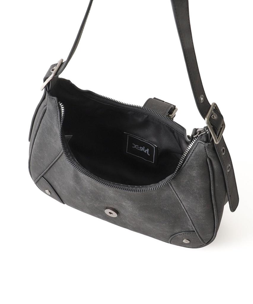 Distressed Faux Leather Belt Handbag DISTRESSED FAUX LEATHER BELT HAND BAG 105253053001 BLACK ONE SIZE