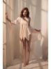 Spicy Nightdress with Chest Pads: Sexy, High-End Ice Silk Homewear for Women, Autumn & Winter, Plus Size, Pure Desire Style with Bow.