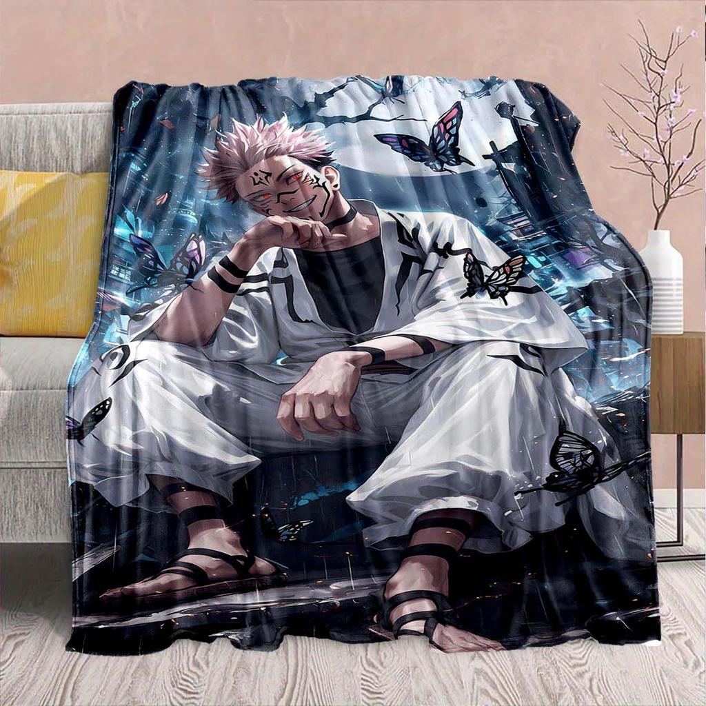 Jujutsu Kaisen Flannel Plush Blanket Warm Soft Throw Lightweight Cozy Couch Bed Home Decor 
