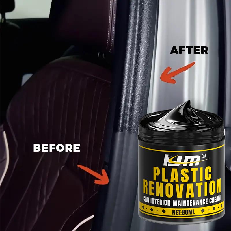 KJM Plastic Renovation Cream-Restore Black Shine To Car Interior Plastics,Effortlessly Revive Faded Surfaces for A Like-New Look