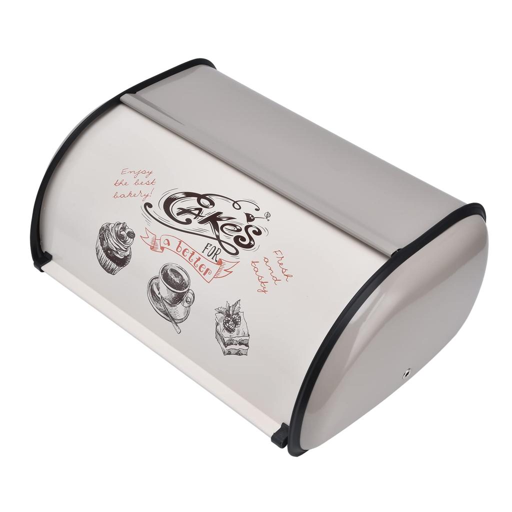 Countertop Bread Bin for Large Capacity Dusting Bread Box with Cute Pattern and Perfect for Home Bakery Storage Kitchen, Roll-Top Door,